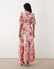 Hope & Ivy flutter sleeve maxi wrap dress in pink floral