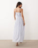 Gina Tricot pure cotton v neck strappy volume maxi dress in light blue
