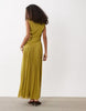 Vero Moda sleeveless ruched detail maxi dress with asymmetric waist in green