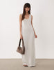 lightweight boucle scoop maxi dress in stone