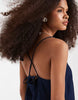 denim smock midaxi dress with side pockets in inky wash