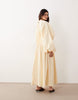 ARRANGE pleated waist long sleeve maxi dress in buttermilk