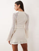 pearl embellished crochet mini dress with shell bust in cream