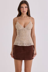 mocha vegan suede mini skirt