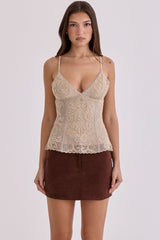 mocha vegan suede mini skirt