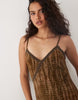 VILA jacquard cami maxi dress with trim details in brown