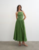 Topshop deep v-back strappy midaxi sundress with cording in green