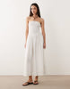 Brave Soul strapless midi dress with shirred bodice in white