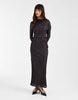 long sleeve wrap detail midi dress in brown animal print