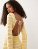 Miss Selfridge crochet long sleeve mini dress in butter yellow