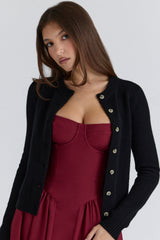 black cashmere + merino wool cardigan