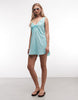 Reclaimed Vintage textured low v sundress in blue