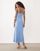 Abercrombie & Fitch v-neck lace trim midaxi slip dress in blue