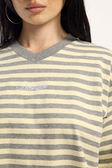 Neovision V Neck Relaxed Tee Yellow Stripe