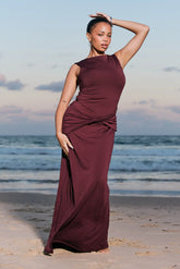 Perfect Stranger Cody High Neck Maxi Dress Plum