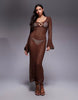 South Beach crochet maxi beach dress in brown