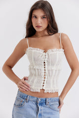 ivory sequin pleat corset