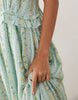 YAS Festival cami midi dress with button front detail in soft green floral stripes
