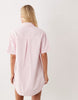 denim boxy shirt dress with pocket detail in pink