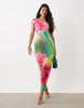 AFRM Mylo printed mesh cap sleeve maxi dress in abstract floral print