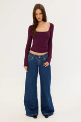 L&t Recycled Long Sleeve Scoop Neck Tee Plum