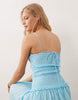 crinkle maxi sundress with shirred dropped waist in tropical turquoise