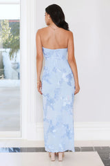Glow Up Season Strapless Maxi Dress Blue