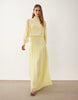 high neck deep cuff maxi dress in yellow
