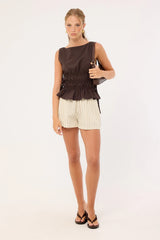 Perfect Stranger Hollis Striped Shorts Cream Stripe