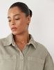 Curve denim boxy shirt dress with pocket detail in khaki