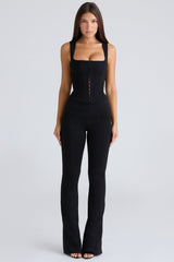 black stretch trousers