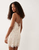 Abercrombie & Fitch satin lace trim strappy mini dress in cream floral