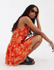 Free People Raven printed mini dress in red combo