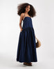 denim smock midaxi dress with side pockets in inky wash