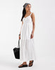 Hollister v neck strappy maxi dress with slit in white