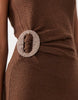 slub raffia hardware dress in chocolate