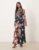 maxi dress with ruched body in mixed floral