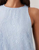 high neck racer lace maxi dress in baby blue