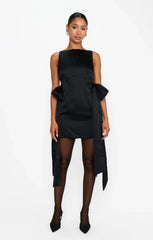 Ludlow Mini Dress ~ Black Luxe Satin