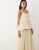 ARRANGE square neck maxi dress with linear jacquard skirt in buttermilk