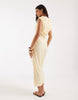 asymmetric off shoulder maxi dress in plaid