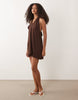 Mango Teen halterneck mini dress in brown