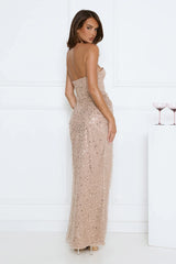 Confetti Royale Strapless Sequin Maxi Dress Gold