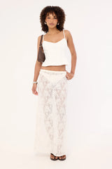 Perfect Stranger Lotta Lace Sequin Maxi Skirt White