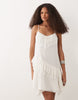 Mango ruffle detail mini dress in white