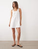 channel elastic trapeze mini dress in white