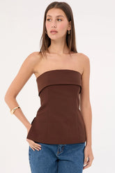 Perfect Stranger Luca Strapless Long Line Top Brown