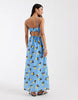 Vero Moda halter maxi dress in blue lemon print