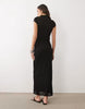 short sleeve double layer midaxi dress in black