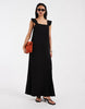 Pieces plisse maxi dress with ruffle sleeves in black